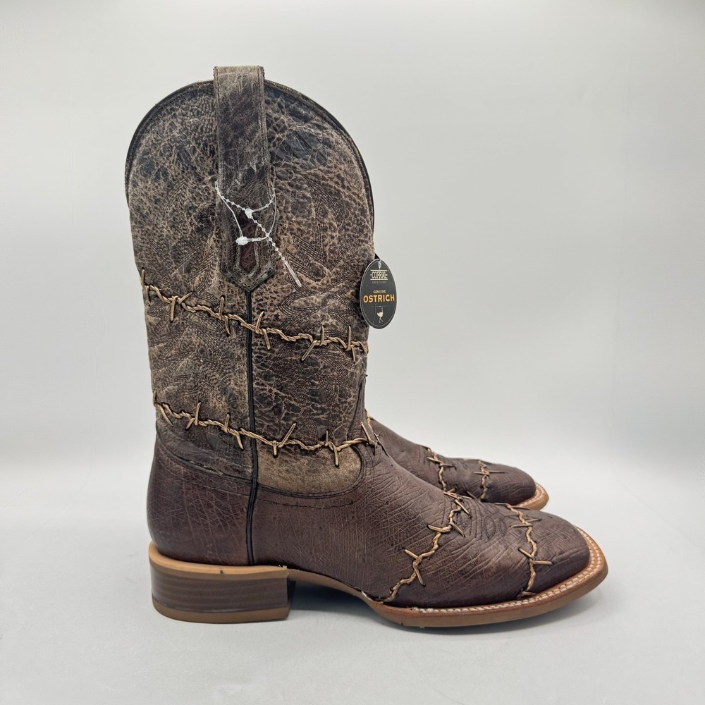 Corral Exotic Ostrich Barbed Wire Boots Men's Size 8.5 D Brown Leather Genuine - Picture 16 of 16